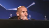 Head coach of Real Madrid Zinedine Zidane is seen during a press conference ahead of the UEFA Champions League group F soccer match between Borussia Dortmund and Real Madrid CF in Dortmund, Germany on September 26, 2016. ( Leon Kuegeler - Anadolu Agency )