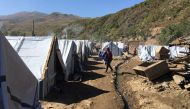 This handout photo received from the International Federation of Red Cross and Red Crescent Societies (IFRC) on October 3, 2016 and taken on September 30, 2016 shows a makeshift accommodation during a visit by a Red Cross team in Musan County in North Kor