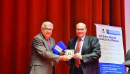 Dr Abdel-Naser Elzouki (right), Chairman of the Conference Organising Committee and Chief of General Internal Medicine, HMC with Professor Ali Jawad, consultant rheumatologist, The Royal London Hospital.
