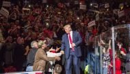 Republican presidential nominee Donald Trump arrives at a campaign rally on October 10, 2016 in Wilkes-Barre, Pennsylvania. Jessica Kourkounis/Getty Images/AFP