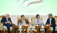 From left: Everette E Dennis, Dean and CEO at Northwestern University in Qatar, Clyde Wilcox, Professor of Political Science at Georgetown School of Foreign Service Qatar, Jocelyn Mitchell, Assistant Professor of Liberal Arts (Political Science) Northwest