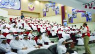 Schoolchildren attending a QRCS lecture.