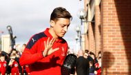 Arsenal's Mesut Ozil arrives for the match. Reuters / Craig Brough