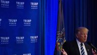 Republican presidential nominee Donald Trump speaks at a private gathering in King of Prussia, Pennsylvania on November 1, 2016. AFP / DOMINICK REUTER
