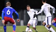 Italy's midfielder Marco Verratti (C) vies with Liechtenstein's defender Martin Rechsteiner (L) during the FIFA World Cup 2018 European group G Qualifiers football match beetween Liechtenstein and Italy on November 12, 2016 at the Rheinpark Stadion in Vad