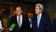 Russian Foreign Minister Sergey Lavrov (L) and U.S. Secretary of State John Kerry answer reporters questions after their bilateral meeting at the APEC Ministers Summit in Lima, Peru November 17, 2016. REUTERS/Mark Ralston/Pool
