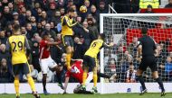 Olivier Giroud scores their first goal. (Reuters / Jason Cairnduff)