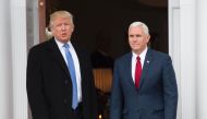 President-elect Donald Trump and Vice President Elect Mike Pence arrive for a day of meetings at the clubhouse of Trump National Golf Club November 20, 2016 in Bedminster, NJ. Trump meets a slate of potential cabinet members at his golf club Sunday, inclu