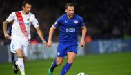 Leicester City's English midfielder Danny Drinkwater (C) vies with Club Brugge's Brazilian midfielder Claudemir during the UEFA Champions League group G football match between Leicester City and Club Brugge at the King Power Stadium in Leicester, central 