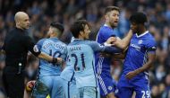 Chelsea's Nathaniel Chalobah clashes with Manchester City's David Silva. (Reuters / Phil Noble Livepic)