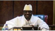 An image grab taken on December 3, 2016 from a video of the Gambia and Television Services (GRTS) broadcasted on December 2, 2016, in Banjul shows outgoing Gambian President Yahya Jammeh speaking during a press conference after being defeated during the p