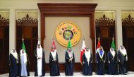 Emir H H Sheikh Tamim bin Hamad Al Thani with other GCC leaders during the 37th session of the GCC Supreme Council in Manama, Bahrain, yesterday.