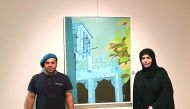 Katara’s Director of the Research and Studies Department, Dr Nadia Al Madahka (right) and contemporary Qatari artist Mohamed Al Ateeq at the 17th Asian Art Biennale Bangladesh 2016.