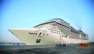 Mega cruise ship MSC Fantasia docked at Doha Port cruise ship terminal yesterday.
