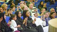 H H Sheikha Moza bint Nasser participates at Qatar Foundation Schools' celebration of Qatar National Day. The event was attended by H E Sheikha Hind bint Hamad Al Thani and H E Sheikh Joaan bin Hamad Al Thani.    Pic: AR Al Baker  