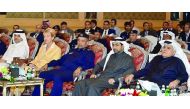 Brigadier Muhammad Saad Al Kharji, Dr Hassan Al Derham and Brigadier Mohamed Al Malki and other officials at the forum on traffic safety held at the Ritz-Carlton Doha.