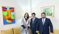 Dr Hamad bin Abdulaziz Al Kawari with Albanian ministers.