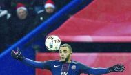 Paris Saint-Germain's Layvin Kurzawa controls the ball during their Ligue 1 match against Lorient at the Parc des Princes stadium in Paris, France on Wednesday.