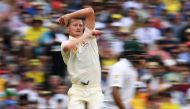 Australia's Jackson Bird sends down a delivery as Pakistan batsman Azhar Ali looks on, during the first day of the second cricket Test match in Melbourne yesterday.