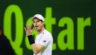 Andy Murray of Great Britain reacts during his men's singles final match against Novak Djokovic (not seen) of Serbia during Qatar ExxonMobil Open 2017 at Khalifa International Tennis and Squash Complex in Doha on Saturday. The world number one lost 6-3, 5