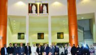 Qatar University faculty members and officials at a ceremony held recently to launch the Pharmacy Postgraduate Society (PPS).