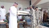 Minister of State for Defence Affairs H E Dr Khalid bin Mohammed Al Attiyah at the graduation ceremony for the 7th batch of National Service recruits in Doha, yesterday.