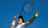 Britain's Andy Murray serves during a training session ahead of the Australian Open tennis tournament in Melbourne, Australia, January 14, 2017. REUTERS/Edgar Su
