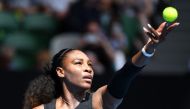 Serena Williams of the US serves against Czech Republic's Barbora Strycova during their women's singles fourth round match on day eight of the Australian Open tennis tournament in Melbourne on January 23, 2017.  AFP / WILLIAM WEST