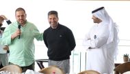 Suhaib Kamal, Operation Manager, AG Middle East, welcomes champion golfer Jose Maria Olazabal to the recently held luncheon for Teach For Qatar’s Fellows.