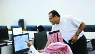 A participant of one of the courses takes lessons at Georgetown University in Qatar. 