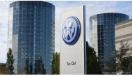 The logo of Volkswagen seen on its headquarters in Wolfsburg, Germany.