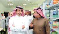 Qatar Cancer Society Chairman Dr Sheikh Khalid bin Jabor Al Thani and Ooredoo Group CEO Sheikh Saud bin Nasser Al Thani with other officials at the Ooredoo Cancer Awareness  Centre in Doha yesterday. Pic: Salim Matramkot / The Peninsula