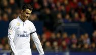 Real Madrid's Cristiano Ronaldo reacts during the match. REUTERS/Susana Vera
