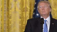 US President Donald Trump speaks during a joint press conference with Israeli Prime Minister Benjamin Netanyahu in the East Room of the White House in Washington, DC, February 15, 2017. (AFP / SAUL LOEB)