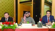 Officials at the forum for survey and geographic information system in Doha yesterday. 