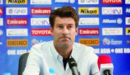 Al Rayyan coach Michael Laudrup speaking on the eve of the AFC Champions league match against Al Wahda in Doha yesterday.
