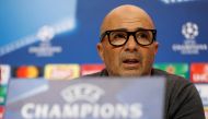 Sevilla coach Jorge Sampaoli during the press conference. Reuters / John Sibley Livepic
