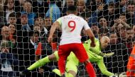 Manchester City's Willy Caballero saves a penalty from Monaco's Radamel Falcao. Reuters / Lee Smith Livepic
