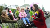 Britain's Catherine, Duchess of Cambridge, meets members of the public after a visit to Caerphilly Family Intervention Team (FIT) to learn about their work with children with emotional and behavioural difficulties, in Wales, yesterday.