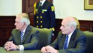 US Secretary of State Rex Tillerson (left) and Secretary of Homeland Security John Kelly during a meeting with Mexican President Enrique Pena Nieto at the Los Pinos Presidential Palace in Mexico City, yesterday.
