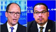 Former Labour Secretary Thomas Perez (left) and Minnesota Democratic Congressman Keith Ellison. 
