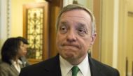 Senator Richard Durbin (D-IL) speaks to reporters before a cloture vote on funding for the Department of Homeland Security on Capitol Hill in Washington February 25, 2015. REUTERS/Joshua Roberts