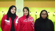 The top three shooters in air pistol event at the 5th GCC Women's Games pose for a picture yesterday.  