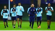 Qatar national team players take part in a training session under the watchful eyes of coach Jorge Fossati in Doha yesterday. Qatar is preparing for the upcoming two matches of the 2018 FIFA World Cup qualifiers against Iran and Uzbekistan. Qatar will tak