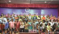 George Edison, vice-principal, with teachers and students at the valedictory function of the Special Engagement Programme at the Birla Public School