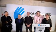 Matteo Zuppi, Harold Good, Mixel Berrokohrigan, Michel Tubiana and Araiz Funesas of the 'Artisans of Peace' hold a news conference following the announcement of disarmament by armed separatists ETA in Bayonne, France April 8, 2017. REUTERS/Vincent West
