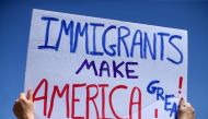 Immigrant-rights advocates protest near the US-Mexico border wall over a visit to the border by US Attorney General Jeff Sessions and Secretary of Homeland Security John Kelly in San Ysidro, a district of San Diego, California, US, April 21, 2017. Reuters