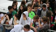 File picture of fans of Chapecoense soccer team are pictured in front of the Arena Conda stadium in Chapeco, Brazil, November 29, 2016. REUTERS/Paulo Whitaker
