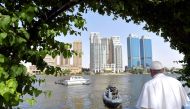 Pope Francis looks over the river Nile from a terrace in Cairo, Egypt April 29, 2017. Osservatore Romano/Handout via REUTERS