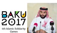 Baku Games logo. Right: Mohammed Saeed Al Misnad, the Chef de Mission of Qatar delegation.